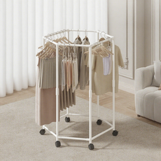 Honey Bubble 堅固耐用站立式移動衣架 大容量收納空間, 白色