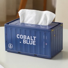 Mirnoa 彩色貨櫃造型室內裝飾方形面紙盒 MMM3429, 藍色