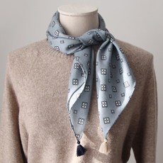 바비수 여성용 파트 울 100 태슬 사각 스카프