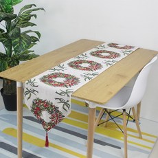 Sonio 快樂聖誕桌旗, 180 x 33 cm, 1個, 05 花環