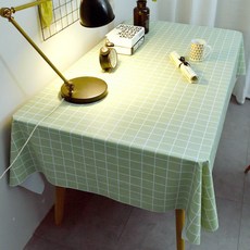 마켓플랜 PVC 방수 심플 식탁보, 체크민트, 대형(140 x 100cm), 1개