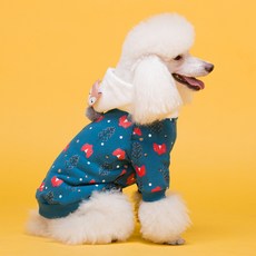 MING 寵物狐狸毛球連帽T恤, 藍色