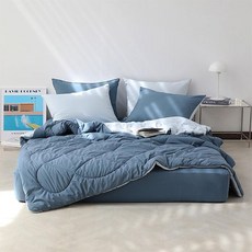 韓國 amante 基本柔軟雙面薄被, 藍色