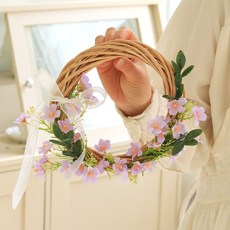 ScentBasket 簡約蠟花人造花圈, 紫色