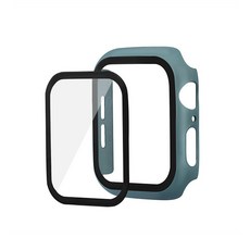 Apple Watch SE 44mm 9H 鋼化玻璃保護殼, 午夜綠, 1個