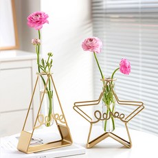 모리앤 골드프레임 실린더 화병 삼각형 + 별 세트, 골드