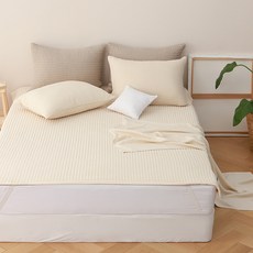 tacca tacca 綁帶素色棉質床墊, 奶油米色