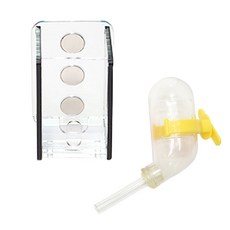보라펫 아크릴 진공 급수기 거치대 + 진공급수기, 블랙(급수기 거치대), 랜덤발송(진공급수기 플라스틱 고리), 1개