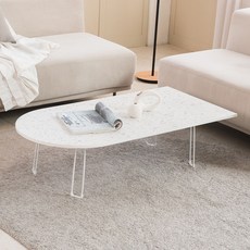 엔토 1200 반타원형 테이블 + 다릿발 보호캡 4p, 테라조