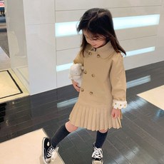 BabyMax 女童半雙排扣圓點反摺袖大衣