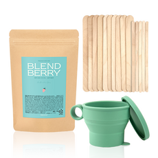 莓果美體硬蠟豆 150g+矽膠杯+木質抹棒 15支組, 1套