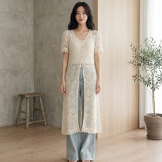 MarketA 女款V領層次感短袖長版連身裙 M263-0639