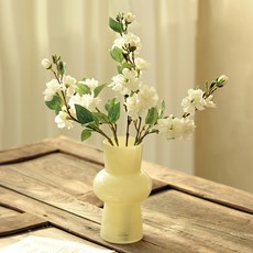 센트바스켓 조화 체리블러썸 베네르 버터 화병 세트, 화이트, 1세트