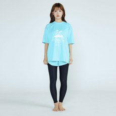 soleil 女款寬鬆版型Summerland短袖 + 衝浪褲一體成型九分水上緊身褲防磨衣套裝