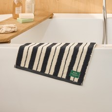 모던하우스 STF 더블 스트라이프 핸드타월 65g 34 x 34 cm, 1개, 블랙