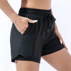 씨오브비 여성용 밴딩 속바지 내장 레이어드 러닝 쇼츠