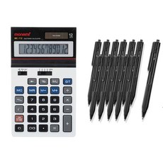 모나미 계산기 MC-112 + 볼펜 FX153 1.0mm 12p, 블랙, 1개
