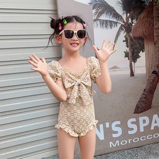 女童款花朵泡泡袖連身泳衣 CCW33GSW381