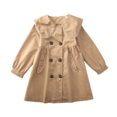 Orange Damul女童款翻領口袋珍珠線條外套