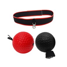 Naya Style 居家訓練健康拳擊球2款+頭帶套組 YGYP-01-8, 黑色（PU球）+紅色（橡膠球）
