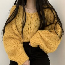 PEONIST 女款燈籠袖寬鬆針織衫