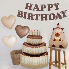 PartyIsland HBD 水豚君生日派對組合, 1套, 01 緞面愛心標準款