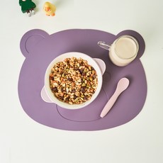 곰돌이 실리콘 테이블매트, 라일락퍼플, 1개, 가로 378mm x 세로 302mm x 두께 1.8mm