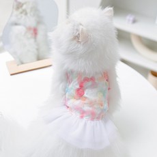 寵物 Artipet 彩虹網紗連身裙, 粉紅色