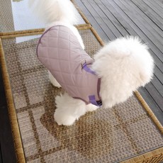 디자인사노 강아지 퀼팅 하네스 패딩, 연보라, 1개