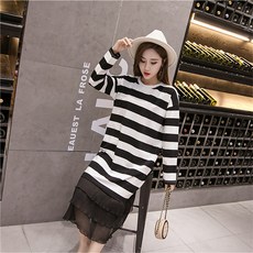 孕婦條紋長袖連身裙