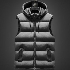 남성용 가을 겨울 탈부착 후드 캐주얼 패션 패딩 조끼