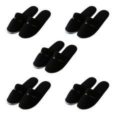 EVER HOUSE 飯店式刷毛室內拖鞋 5雙入, 黑色