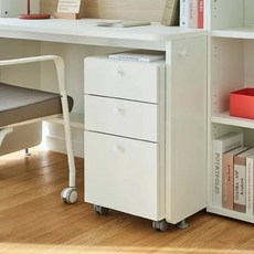 한샘 티오 이동서랍장 방문설치, 화이트, 3단