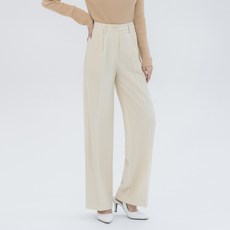 JEANMANIA 女款雙細褶寬鬆休閒長褲 CL0W15