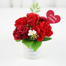 쁘띠 비누꽃 포트 + 쇼핑백, 레드, 1개