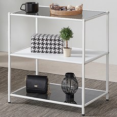 Tres Belle 鐵製玻璃模組層架 合板 E6040, 藍黑色(玻璃板) + 白色(框架)