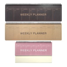 彩色直立式週計畫本 + 牛皮紙桌面長款週計畫本 2件組, 混合顏色(牛皮紙計畫本), 隨機出貨(彩色計畫本)