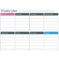 주간 고무자석 스케줄 보드 가로형 화이트, 1세트