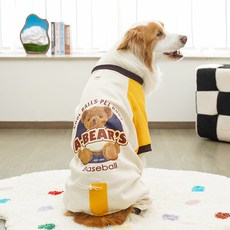 파스텔펫 중대형견 베어 자켓 올인원, 옐로우, 1개