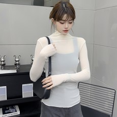 TheSirup 女款波浪收邊透膚高領T恤