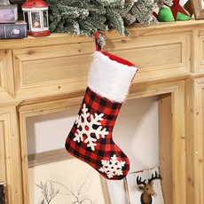 The Flow Commerce 紅黑格紋聖誕襪 聖誕樹裝飾品, 1個, 02