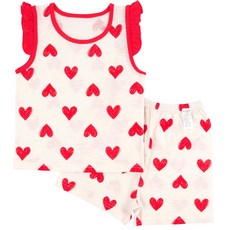 Maykids 女童款愛心印花荷葉邊無袖短褲套裝