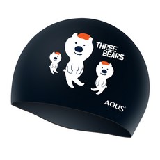 AQUS 矽膠泳帽 熊熊三兄弟 AC32S86, 海軍藍, 1個