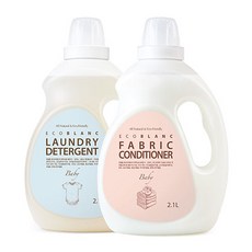 ECOBLANC 孩童洗衣精 2.1L+衣物柔軟精組 2.1L 爽身粉香, 1組, 2.1L