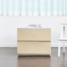 까사마루 트렌디 플렛 서랍장 와이드, 베이지, 2단