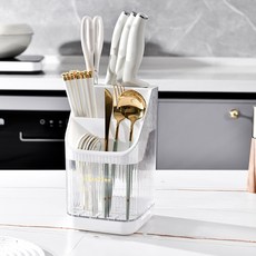 Mondspot 廚房分隔可堆疊筷子料理工具刀具蓋子餐具筒 YY57416, 白色, 1個