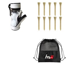 NAYASTYLE 高爾夫球袋 + 木製高爾夫標準球釘 10入 + 球袋組 GFYP-133-1 + 182-2PU, 混合色(球袋), 單一顏色(高爾夫球釘)