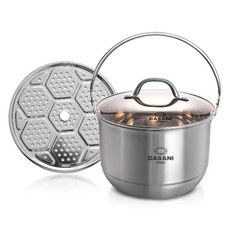 CASANI 義大利不鏽鋼迷你提桶鍋 5L, 1組, 24cm, 銀色