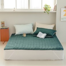더자리 크리미 에어워싱 누빔 침대 패드 고정밴드형, 가넷딥그린