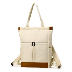 JH Company 休閒拼布色塊多功能後背包, 象牙白